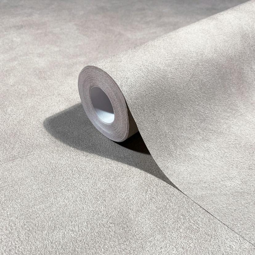 Papel pintado no tejido aspecto hormigón aspecto yeso liso mate en beige