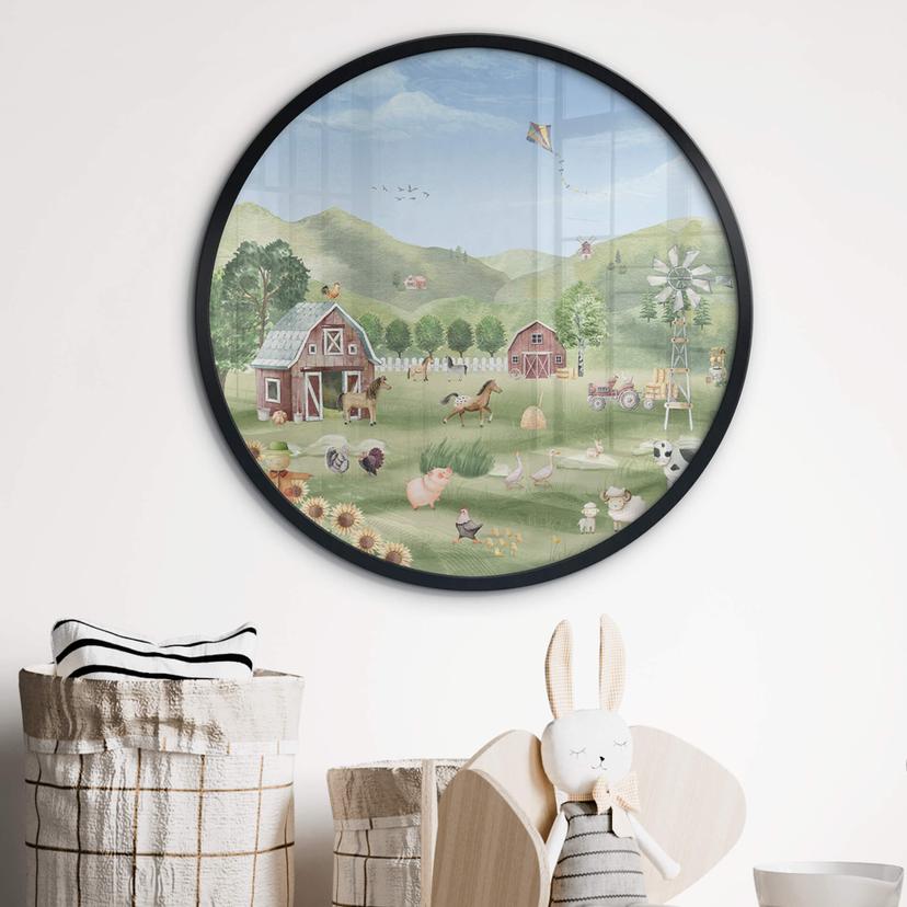 Poster Oliver Robins - Fattoria colorata con animali