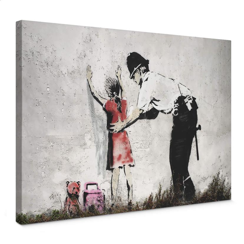 Canvasbillede Banksy - Policeman Searching Girl