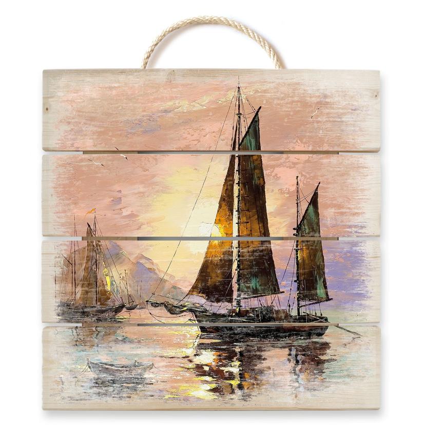 Trätavla Segelbåt - 40x41,5 cm