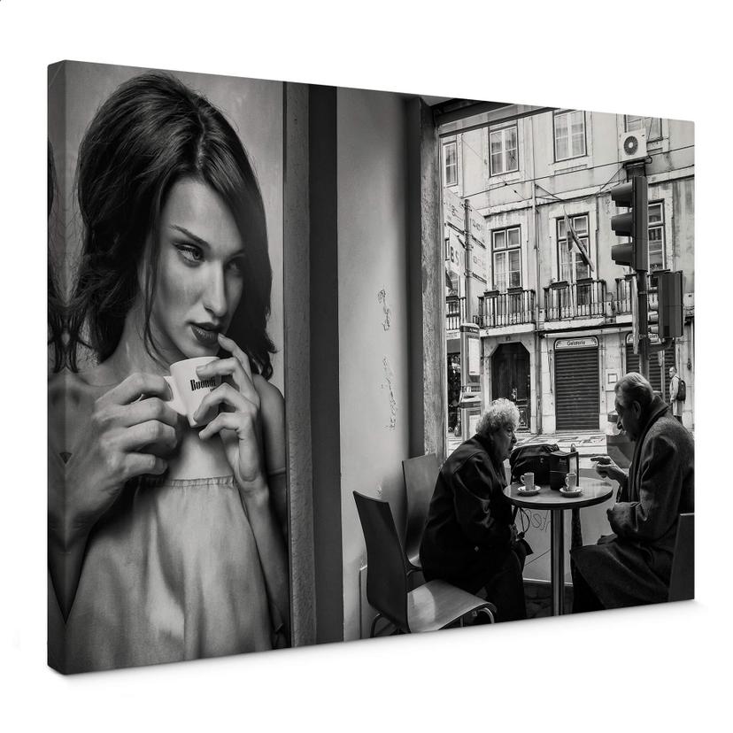 Lienzo Sarmento - Juntos en un café
