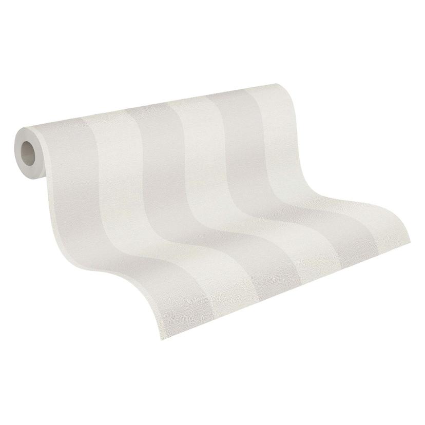 Papel pintado a rayas gris blanco sin PVC - Papel pintado no tejido a rayas de A.S. Création 386653