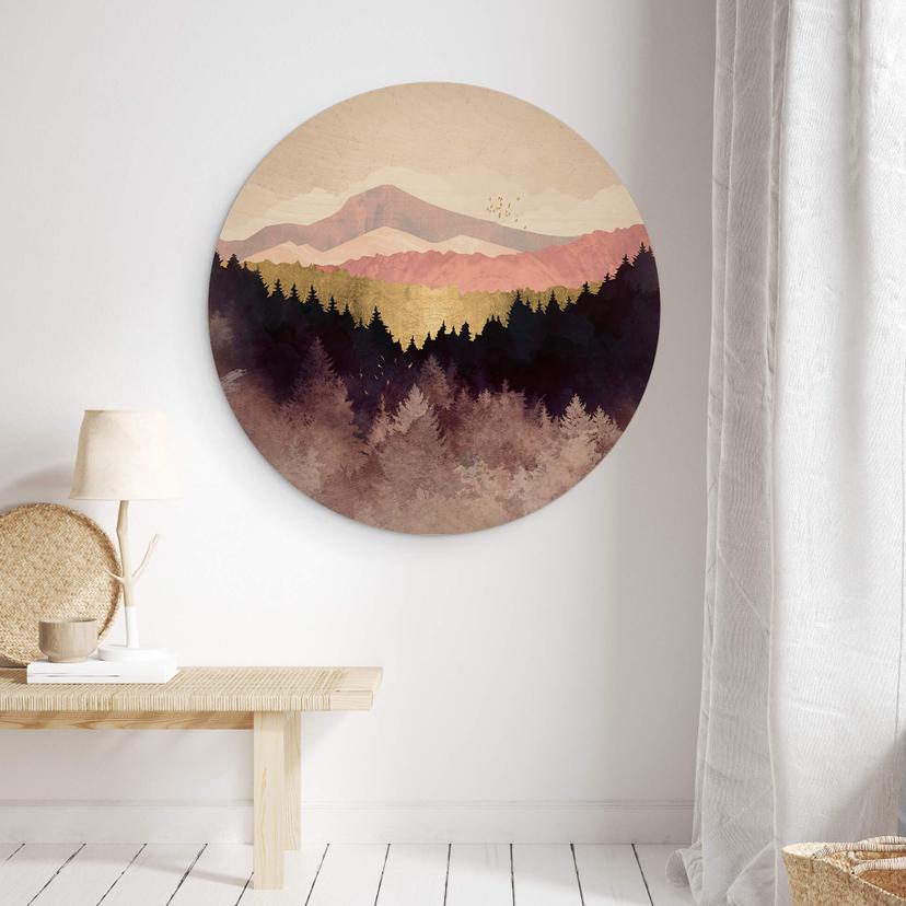 Stampa su legno di SpaceFrog Designs - Foresta viola - Rotondo
