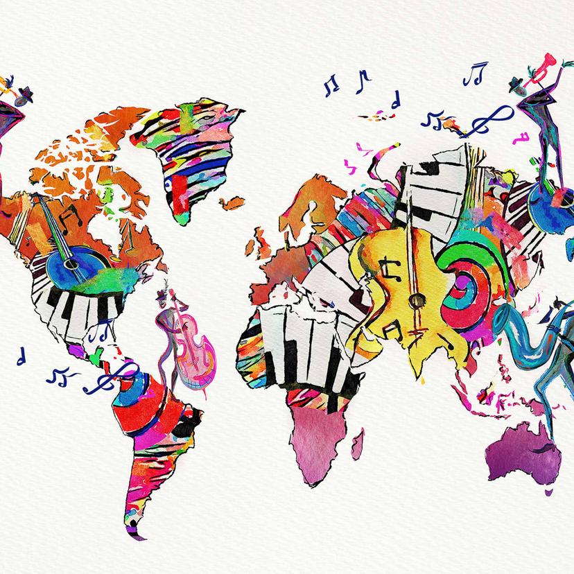 Papel pintado Artístico WorldOfMusic naranja crema - Papel pintado no tejido Designwalls 2 - 2,55 x