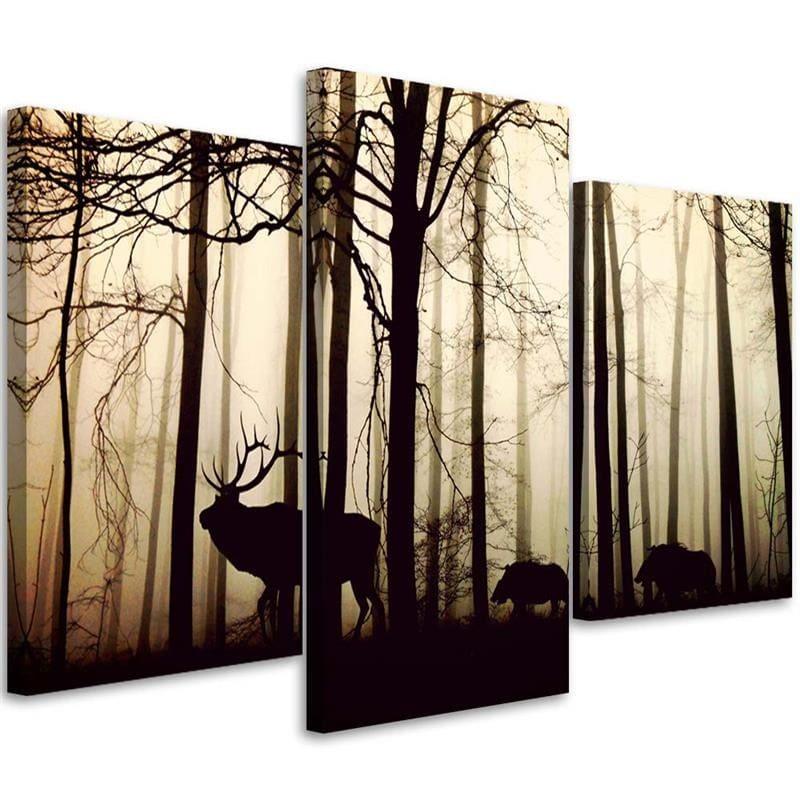 3 stykke lærred Print Skovhjort Dyr Natur
