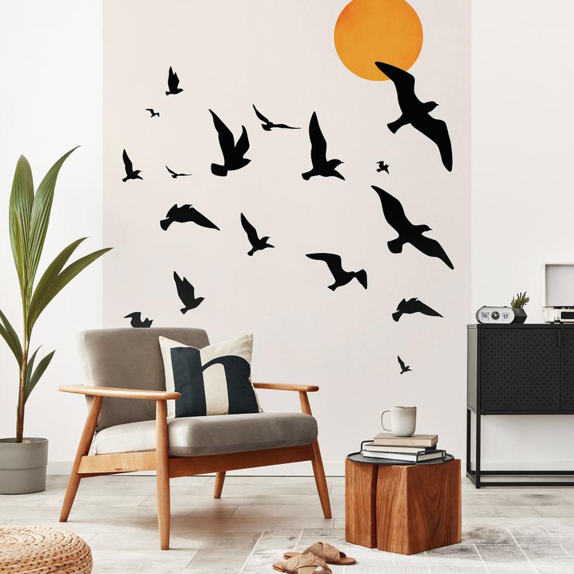 Papier peint photo Oiseaux migrateurs se dirigeant vers le sud - Kubistika