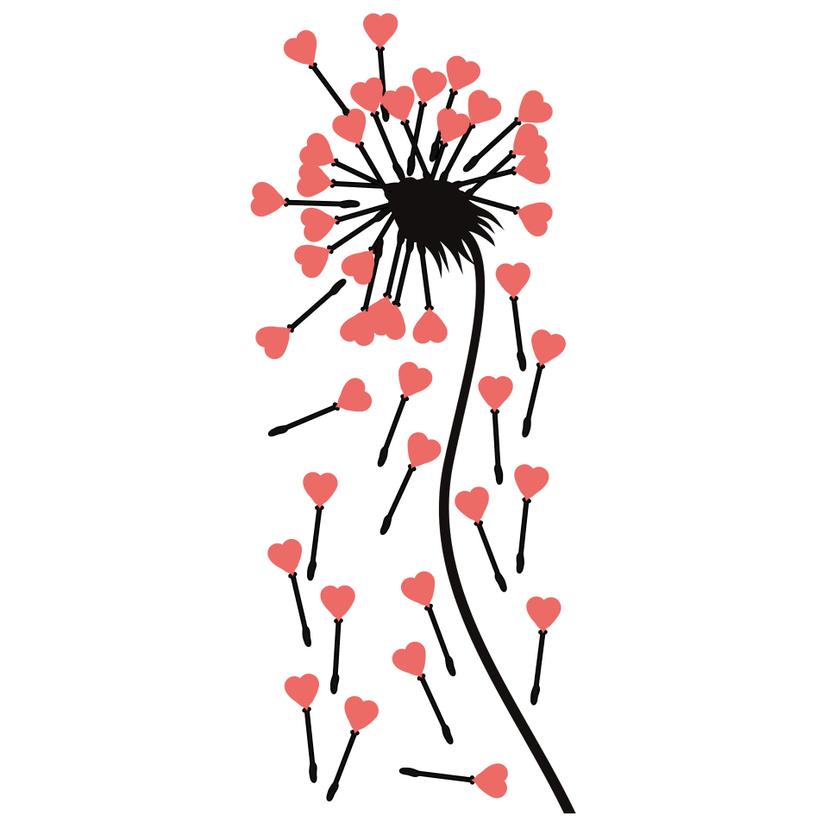 Adesivo murale - Soffione con cuori rosa