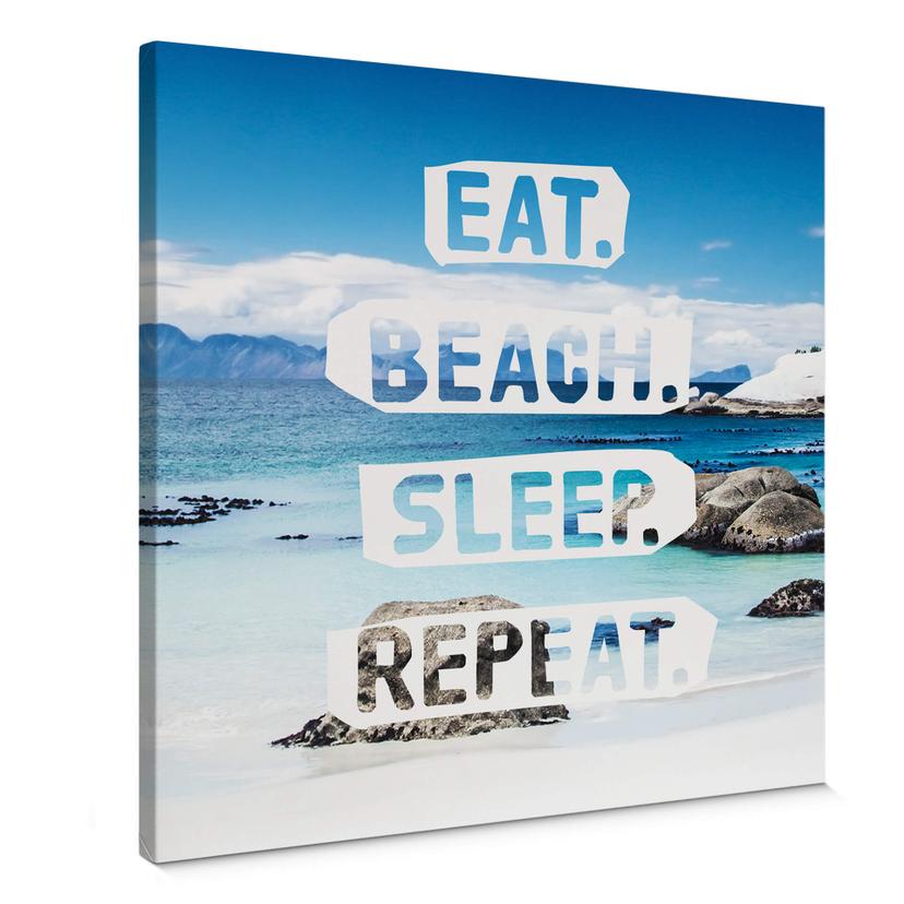 Leinwandbild Eat. Beach. Sleep. Repeat. - quadrati - 40x40 cm