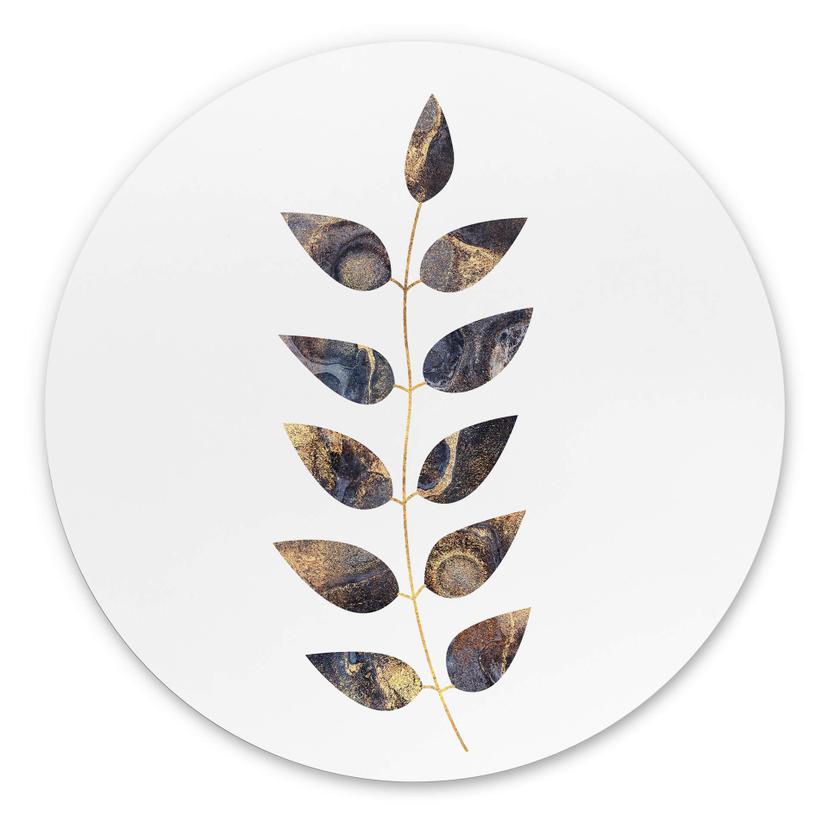 Tableau sur alu-Dibond rond Fredriksson - Feuilles marbrées