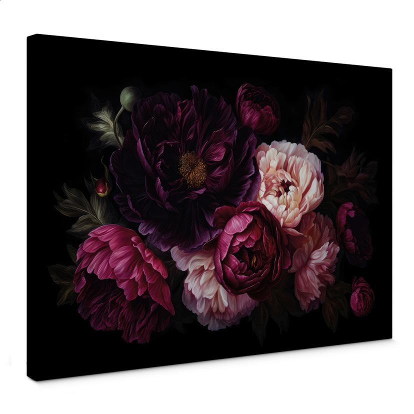 Lærredsprint - Blomsterbuket med pæoner - UN Designs