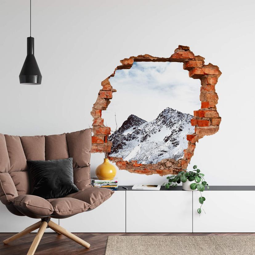 Sticker mural 3D Montagne enneigée
