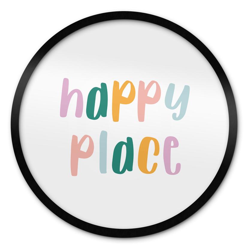 Spruch Poster - Happy place - Rund