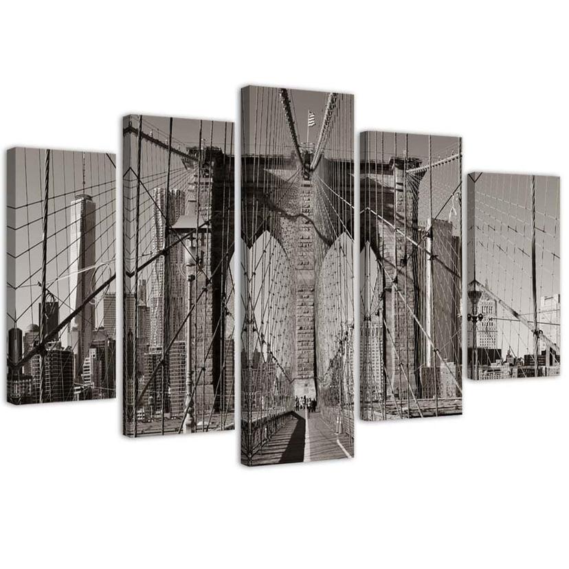 5 stykke lærredstryk, Brooklyn Bridge New York