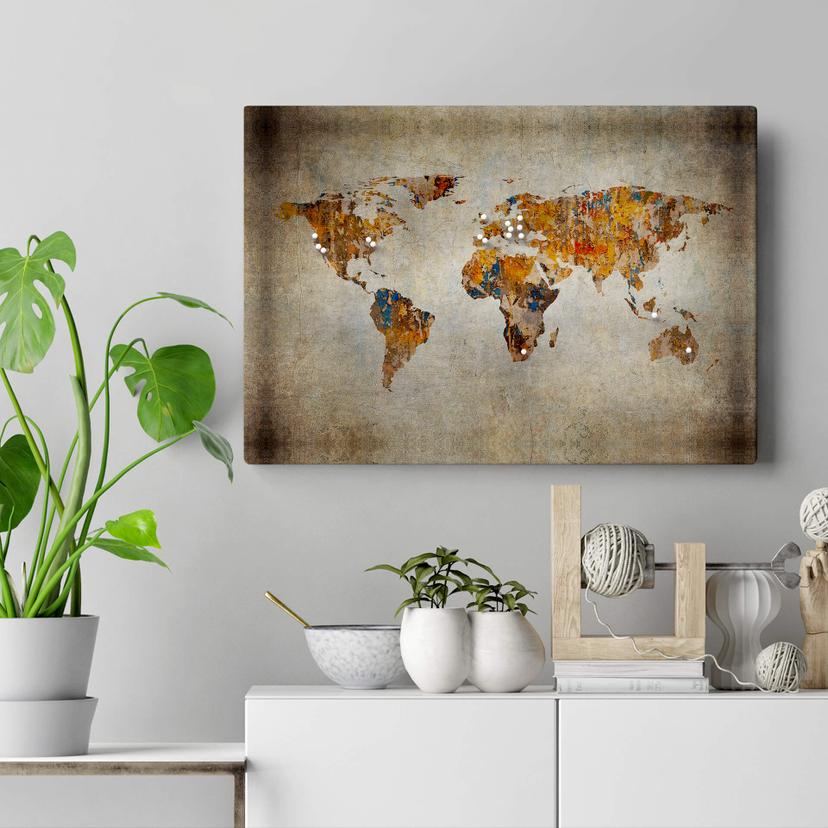Stampa su tela Mappamondo - Shabby