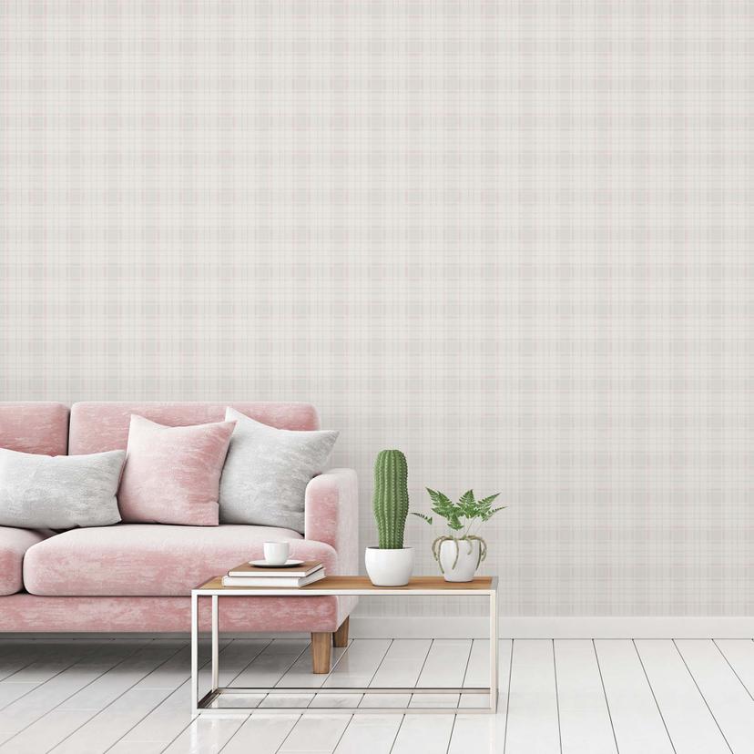 Rutig tapet vitblå - non-woven tapet lantlig stil A.S. Création - matt och lätt strukturerad