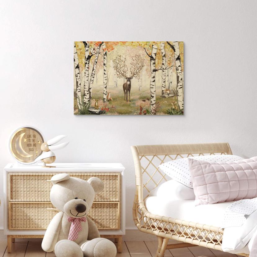 Stampa su legno Kikki Belle - Cervi in autunno