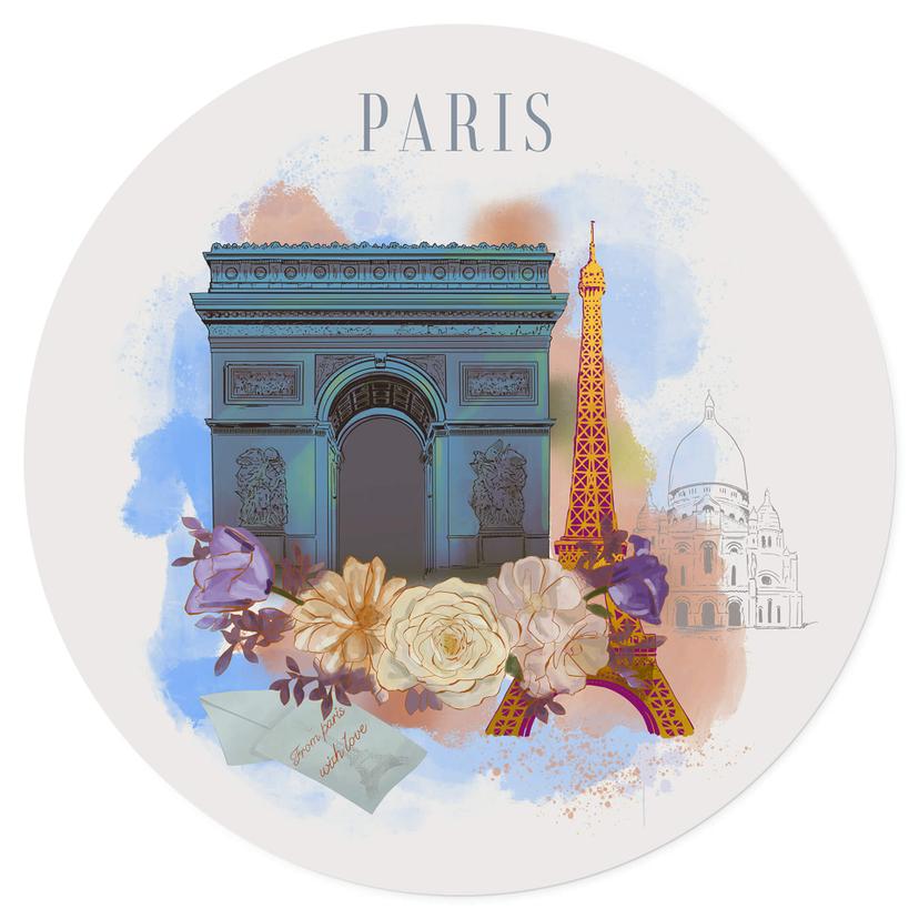 Wallsticker Paris - Rund - Älska din stad