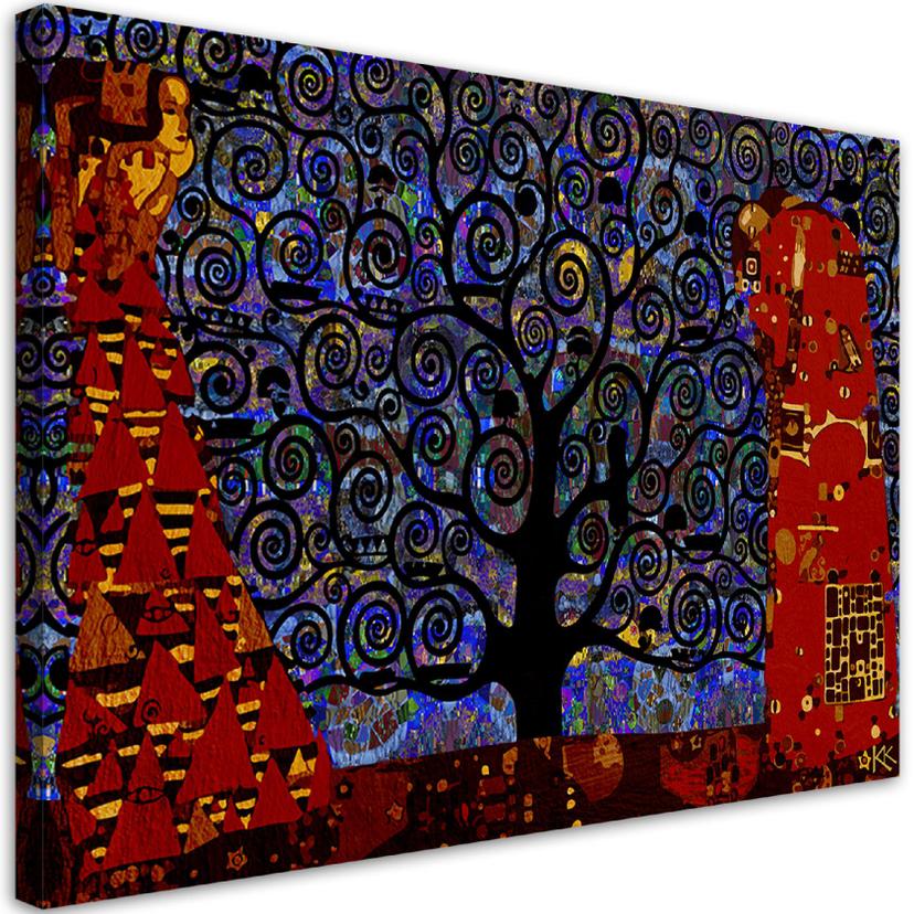 Canvasbillede, Gustav Klimt Livets træ abstrakt