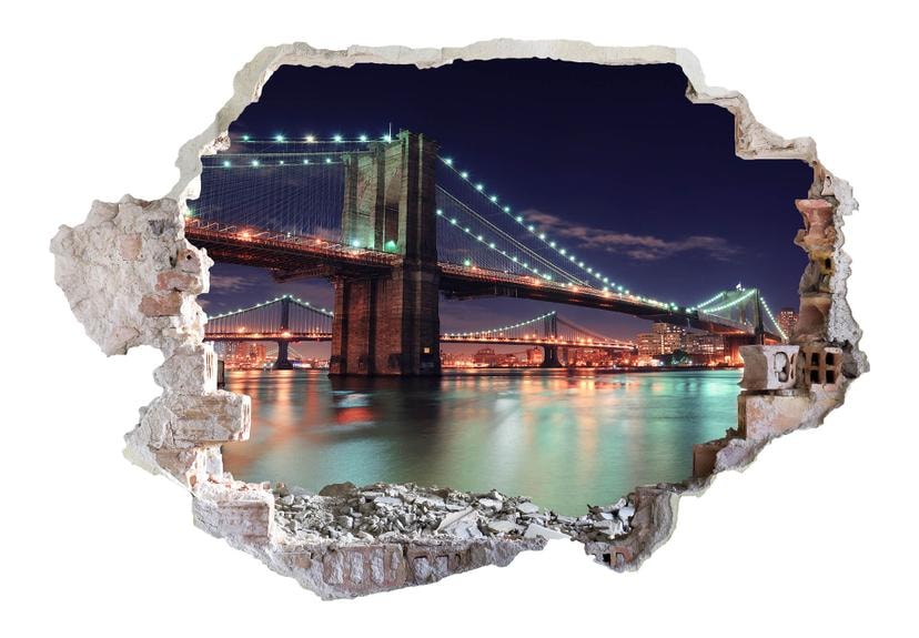 Adesivo 3D - Il ponte di Manhattan di notte 2