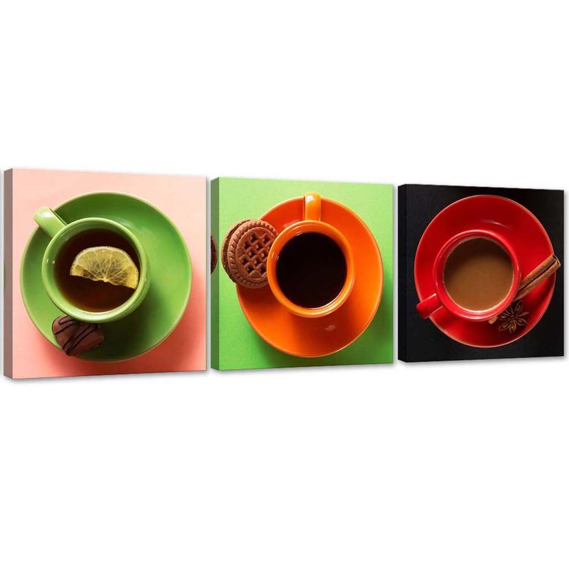 3-delt lærredsprint, kaffefarvet
