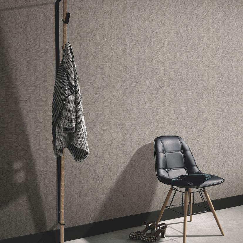 Ikke-vævet tapet, grafisk tapet Secret Garden taupe