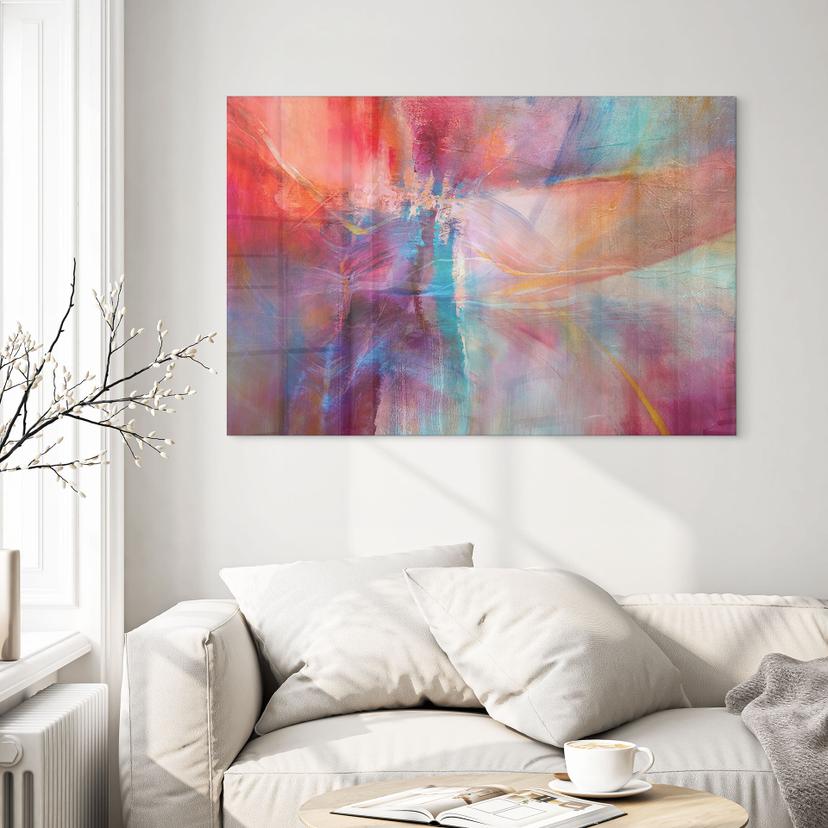 Tableau en verre acrylique Douce brume de couleur en mouvement - Schmucker