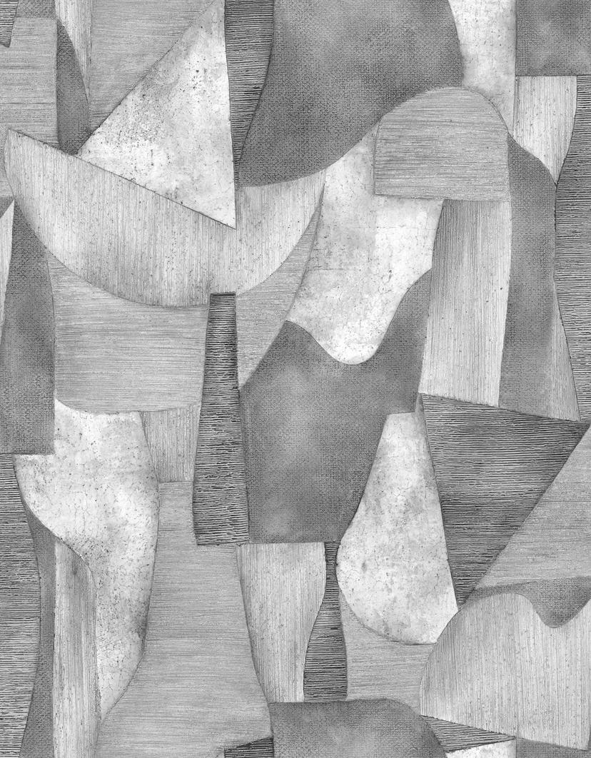 Papier peint photo Géométrie abstraite en gris et blanc cassé avec structure fine 3,4 x 2,65 m