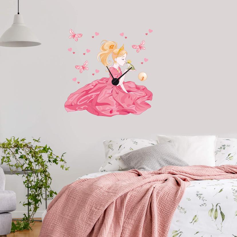 Muursticker met Klok - Prinses en de Kikker