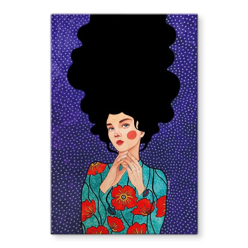 Tableau en verre Femme en robe coquelicot - Hülya
