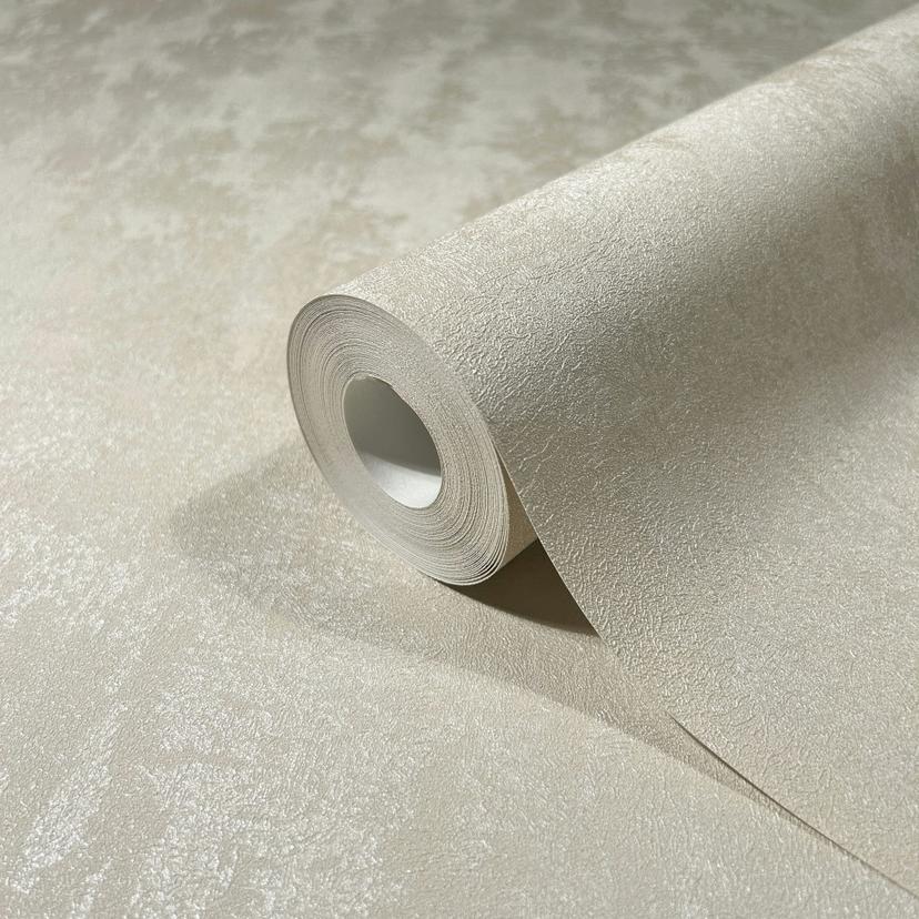 Papel pintado no tejido con brillo beige liso