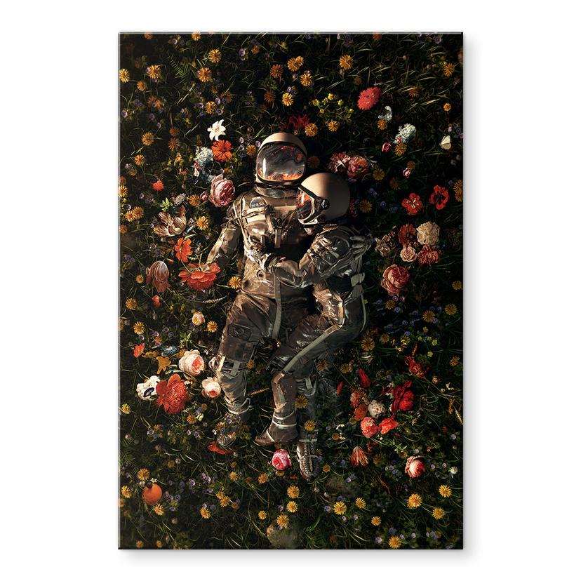 Akrylbillede Astronauter på en blomstereng - Nicebleed
