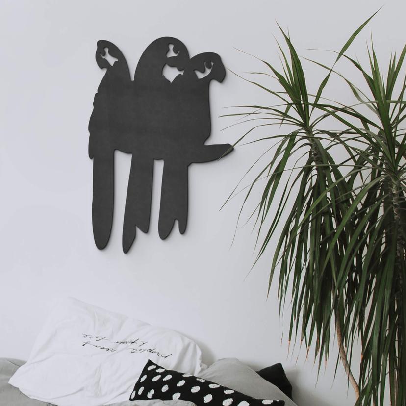 MDF - Decoración en madera - Trío de loros en una rama
