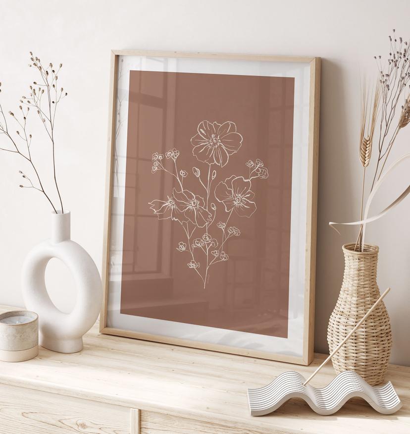 Poster bouquet di rose selvatiche mousse di moka - illustrazione di anice