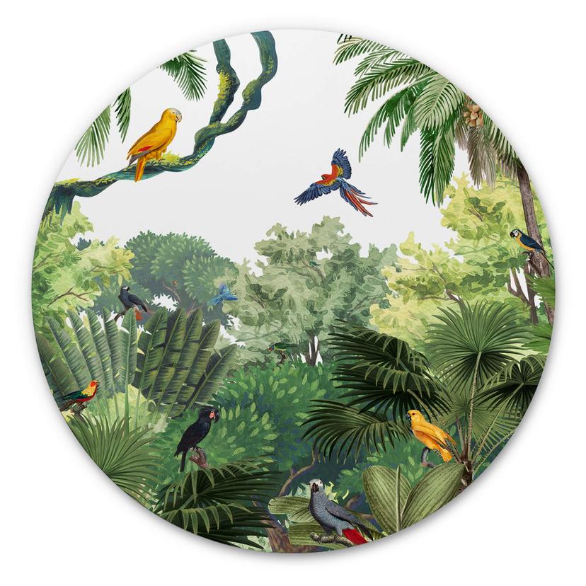 Tableau sur alu-Dibond rond Kikki Belle - Tropical Birds