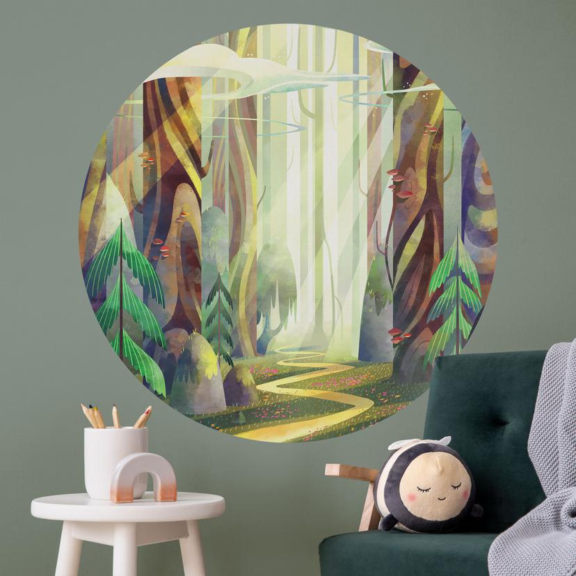 Wallsticker Fortryllet skov i lyset - DigitalArtsi - Round