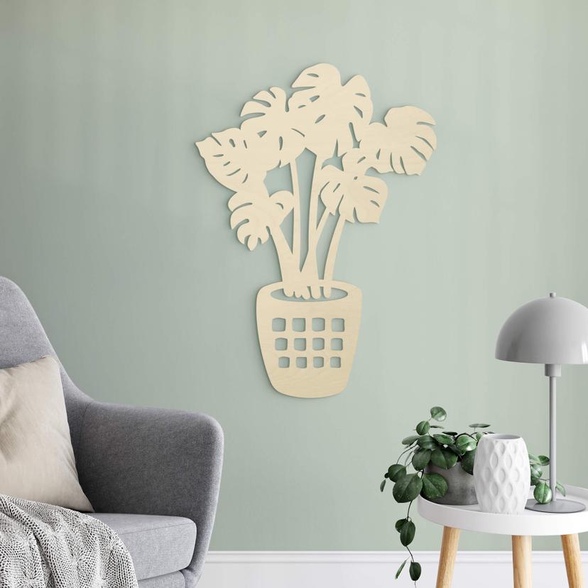 Decoración en madera planta monstera - chopo
