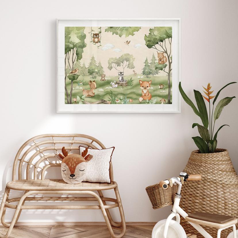 Poster per bambini Simpatici animali nel cuore della foresta - Oliver Robins