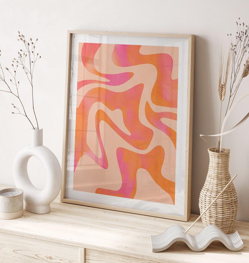 Poster Onde astratte color pesca - Bloom