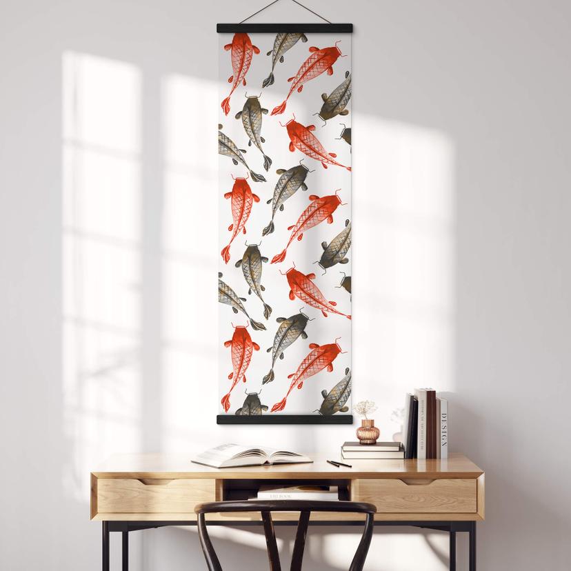 Póster de tela Patrón de carpa ornamental japonesa - Panorama