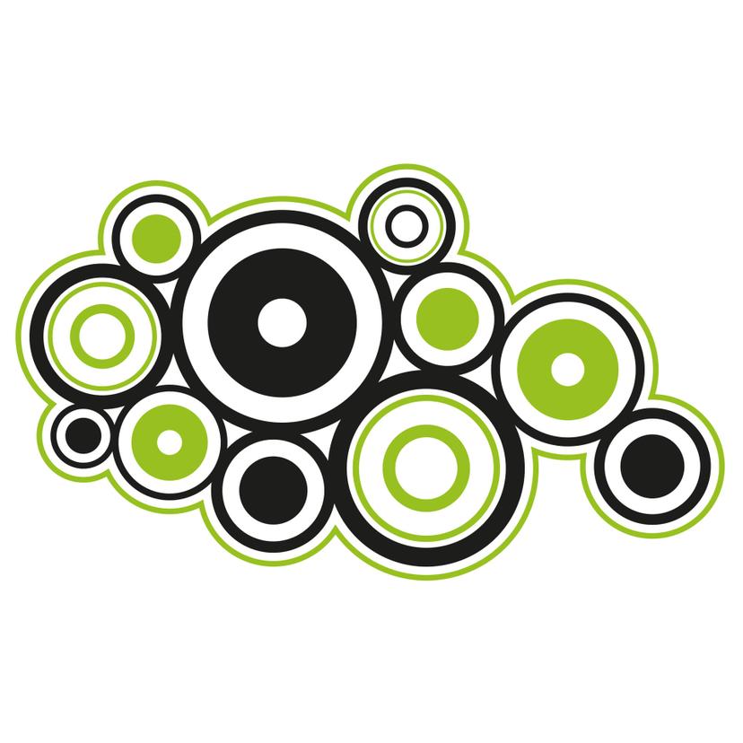 Sticker mural - Anneaux verts rétro