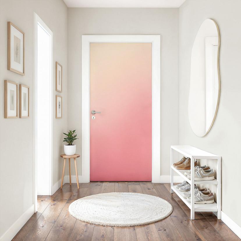Vinilo sol rosa ombre para puertas - Decoración autoadhesiva para puertas