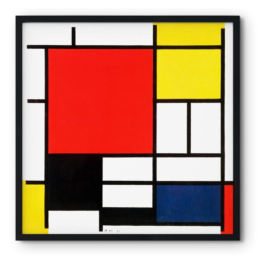 Poster Mondrian - Composition en rouge, jaune, bleu et noir