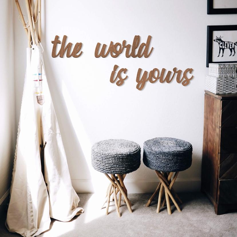 Décoration en bois -The world is yours - Placage d'acajou