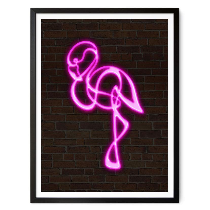 Póster Flamingo - Luz de neón