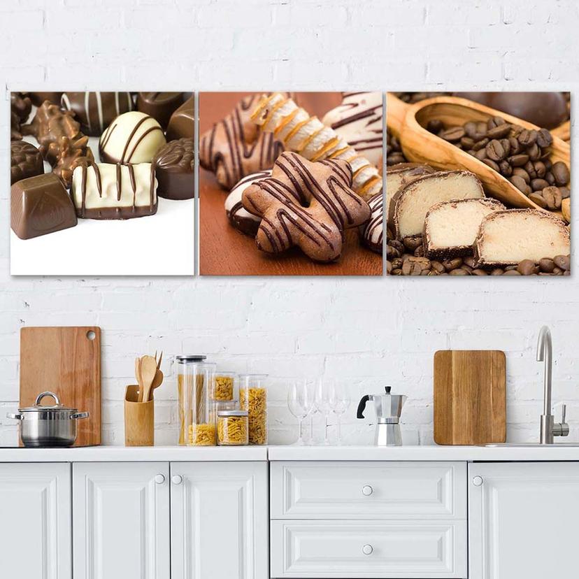 Stampa su tela 3 pezzi, Dolci pasticcini