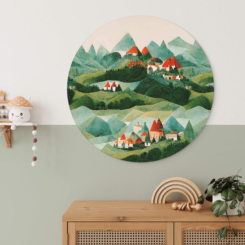 Cerchio a muro Treechild - Small village in the middle of green hills