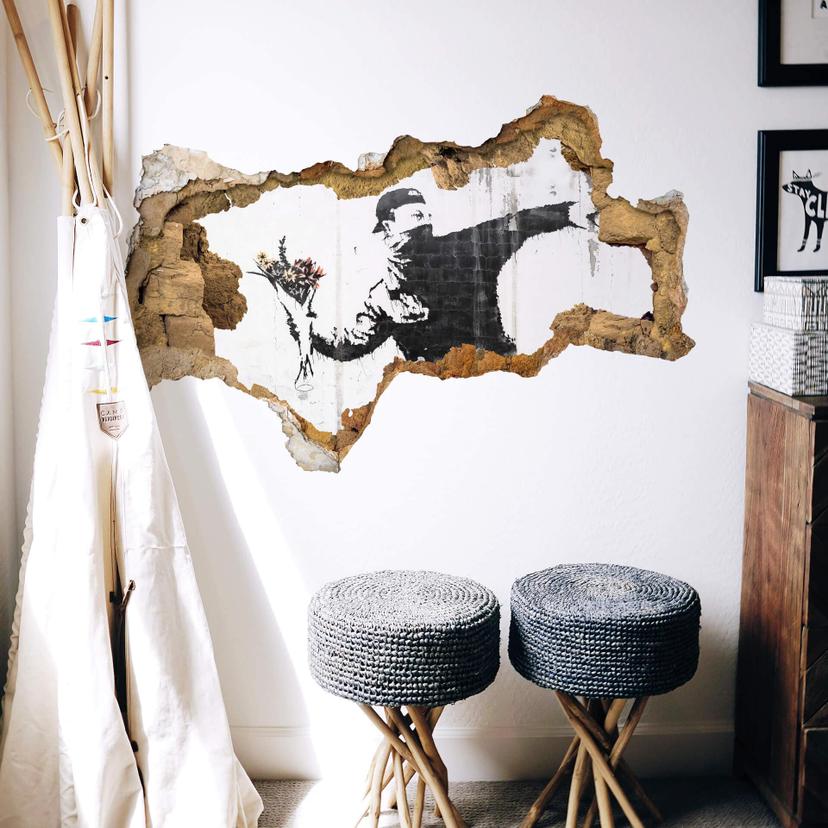 3D - Wallsticker Banksy - Der Blumenwerfer