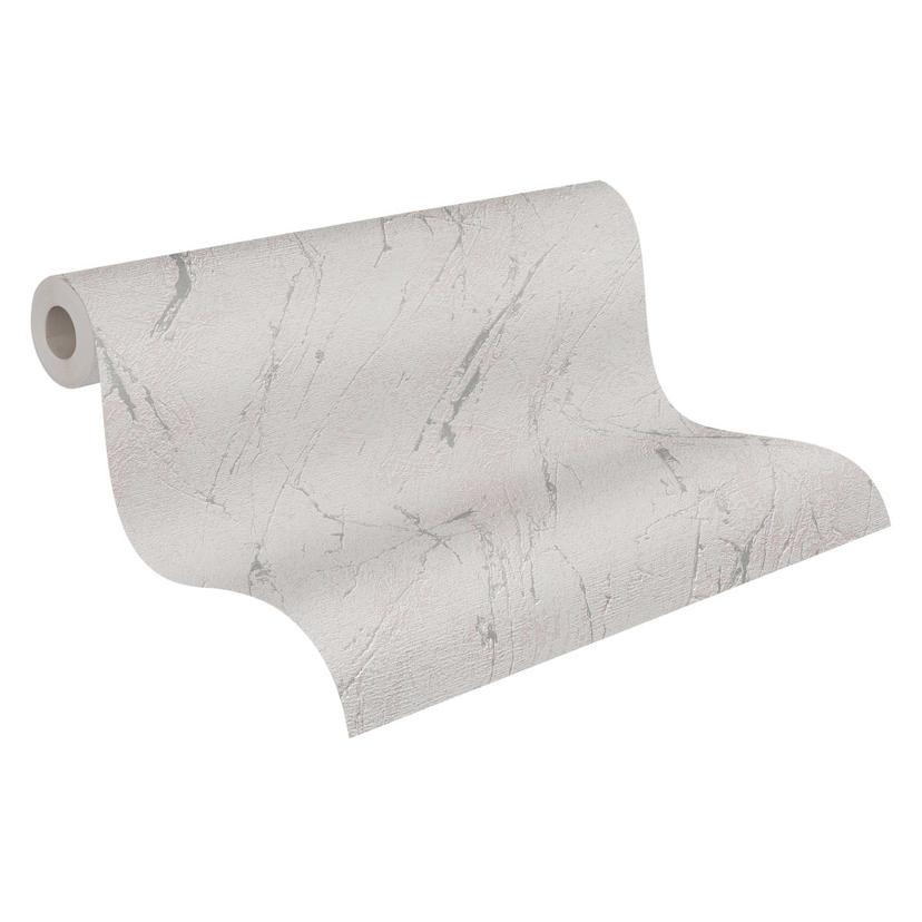 Carta da parati in marmo grigio argento - Carta da parati in pile effetto metallizzato per il soggio