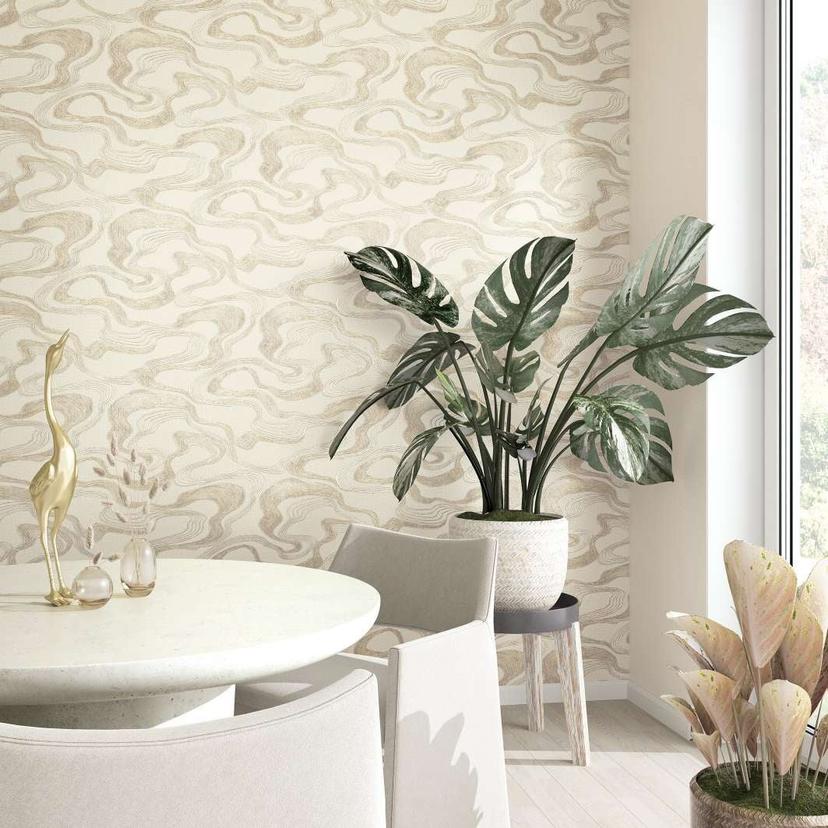 grafisk tapet, non-woven tapet Kumano beige