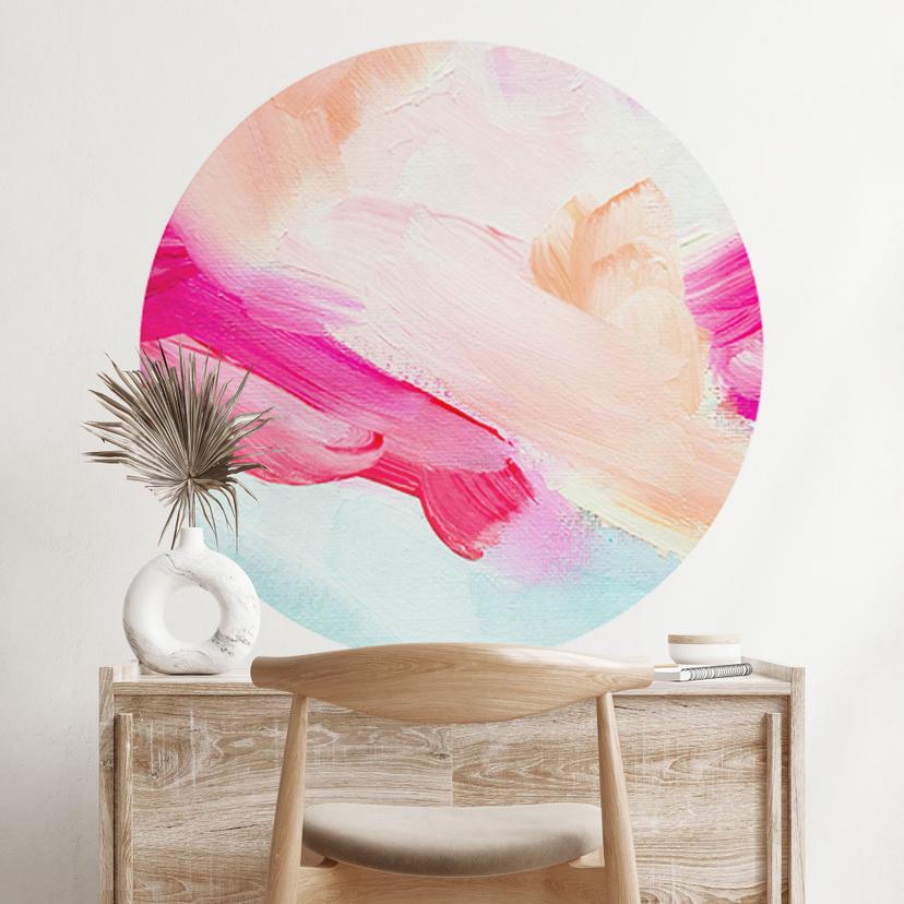Vinilo decorativo pinceladas rosa y turquesa - Redondo - Haniff
